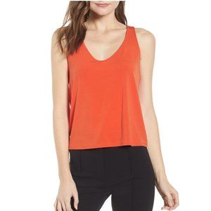Leith Orange Scoop V-neck Tank